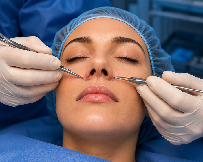 Surgeon consulting a patient about Alar Base Reduction